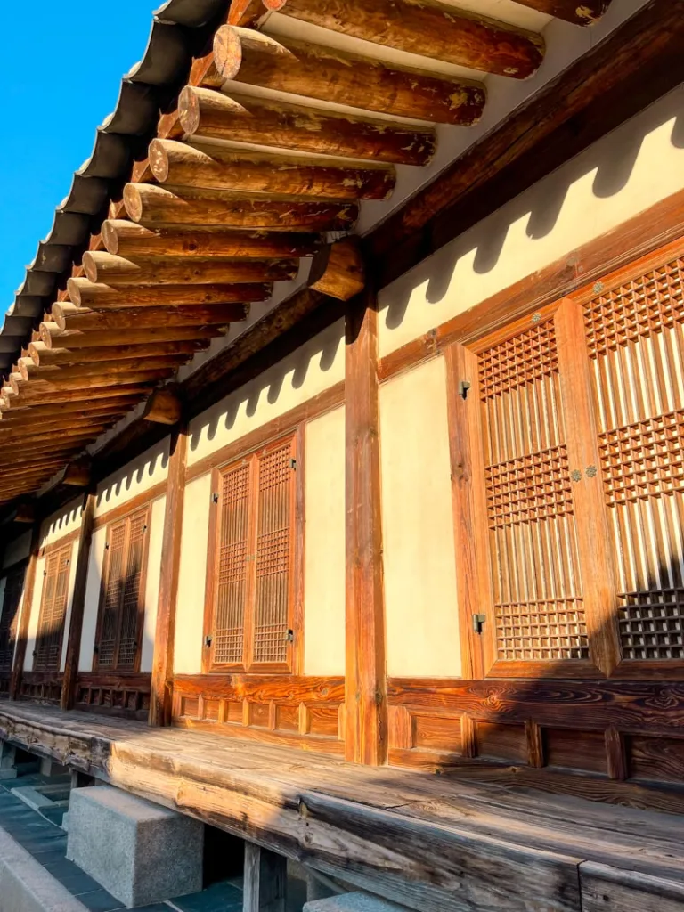 cute wooden frames of hanoks in the Gyeonbokgung Palace in seoul