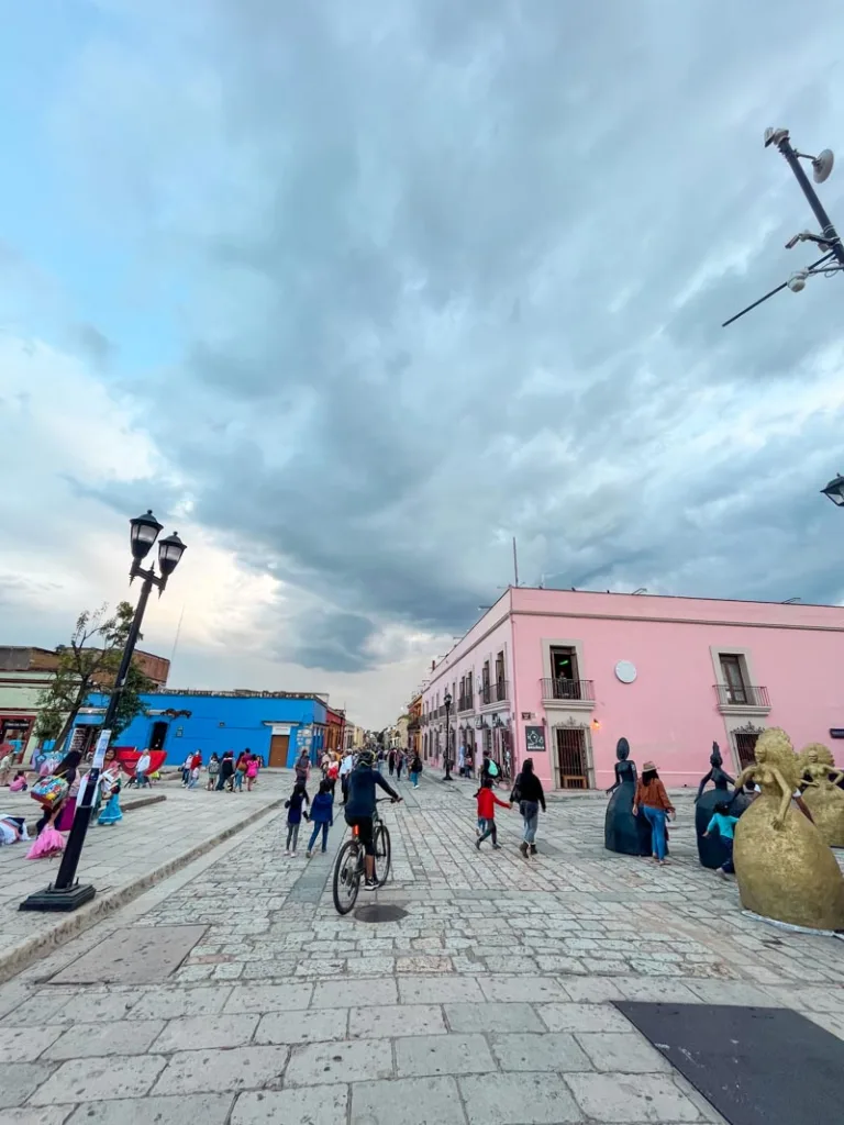 pedestrian only "andador turistico" street in oaxaca city's historic center