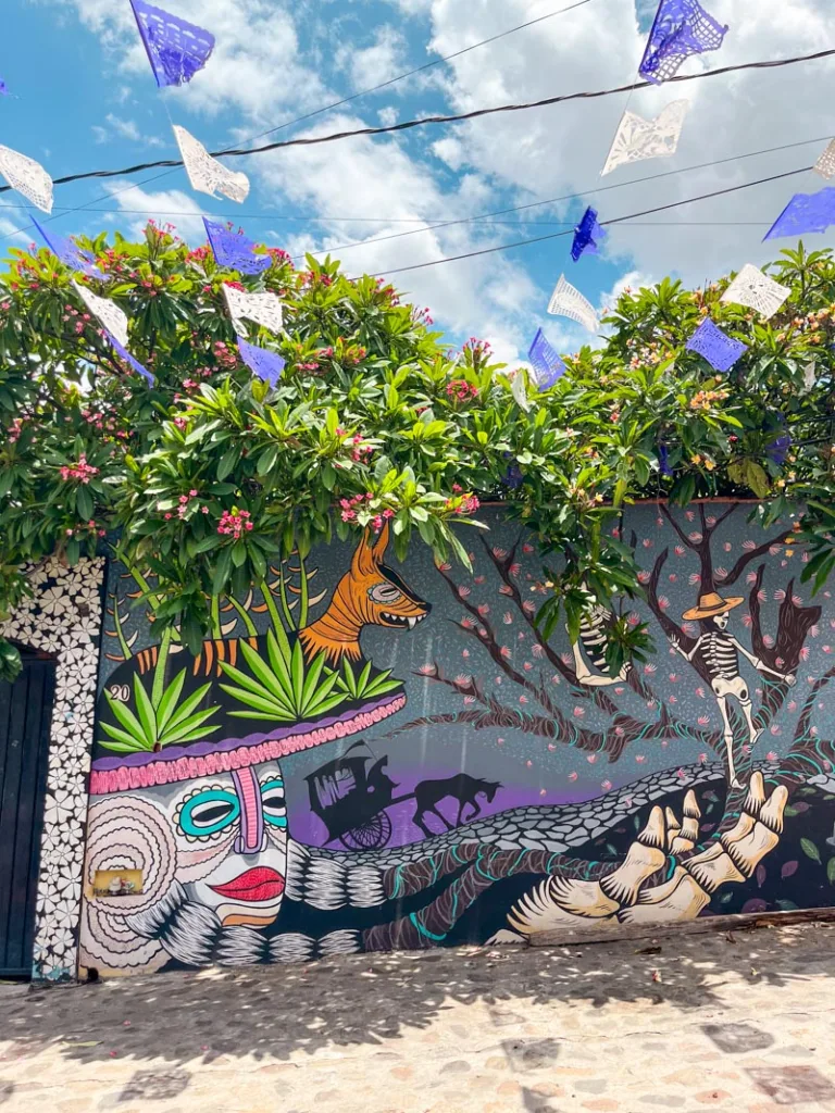 Colorful murals in Jalatlalco neighborhood