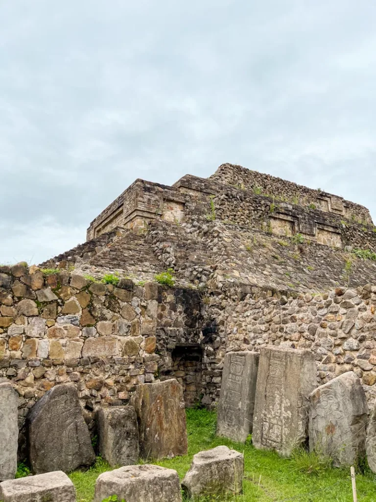 Ruins at monte alban archeological site in oaxaca