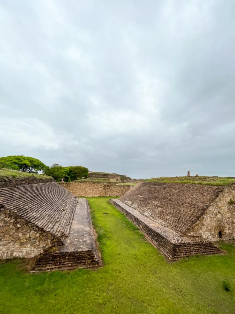 Ruins of a sports stadium in monte alban in Oaxaca