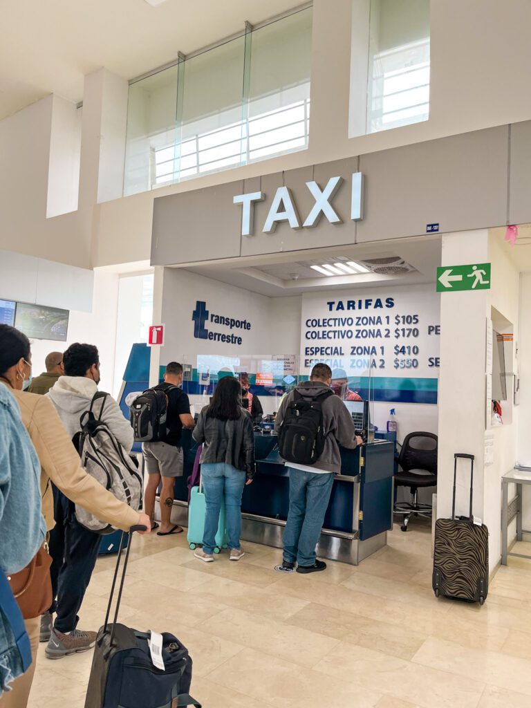 Taxi stand at the Oaxaca City airport