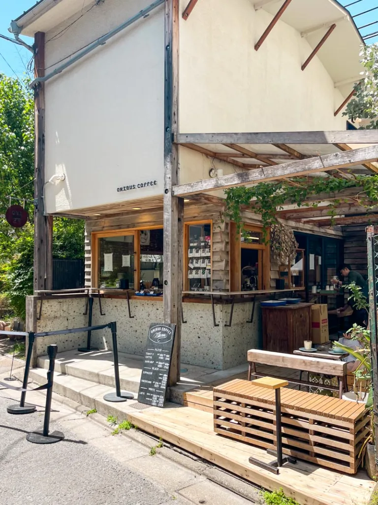 littee house of onibus coffee shop in tokyo with an exposed coffee bar