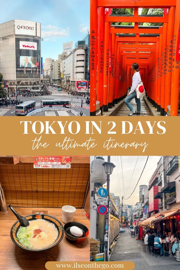 pinterest pin of photo collage of 2 days in tokyo