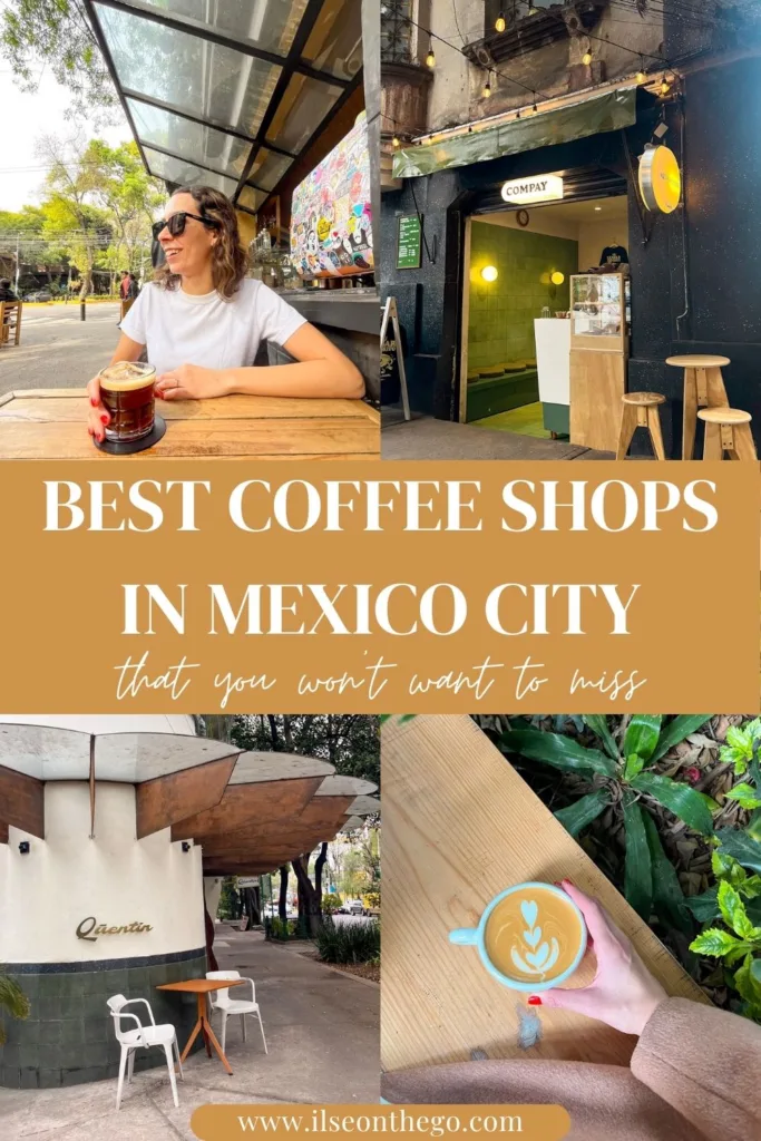 pinterest pin with a picture collage of best coffee shops in mexico city