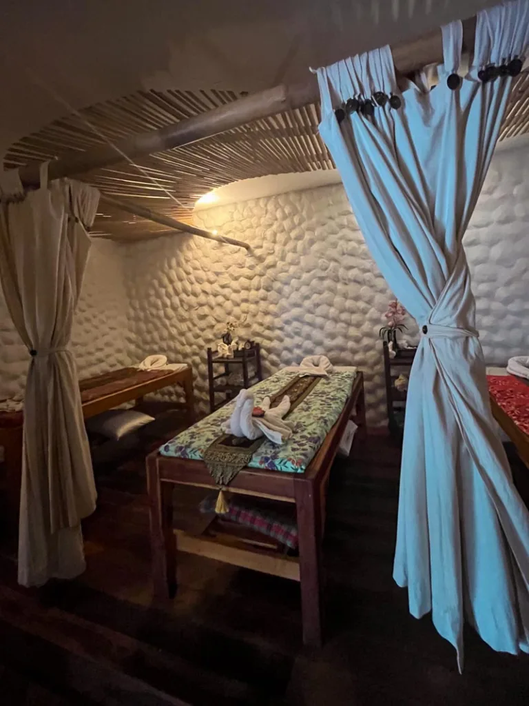 bed ready for a massage at majestic spa in koh tao, thailand