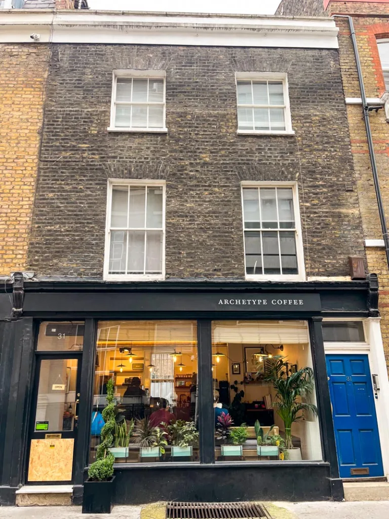 black facade of archetype coffee shop in london