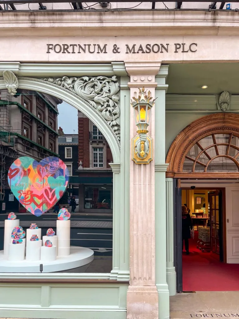 entrance to fortnum and mason tea house and shop in london