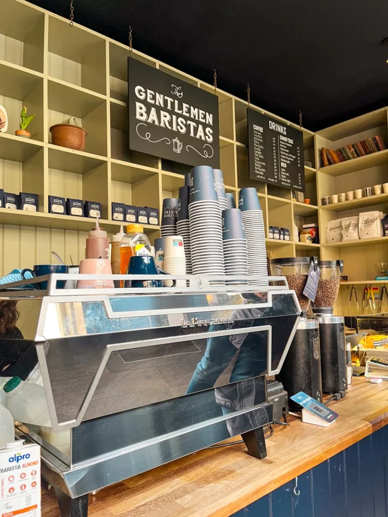 coffee bar at gentleman baristas coffee shop in borough market, london