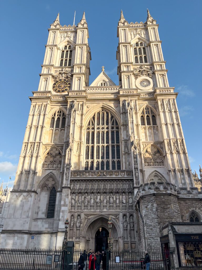 front facade of westminster abbey in london