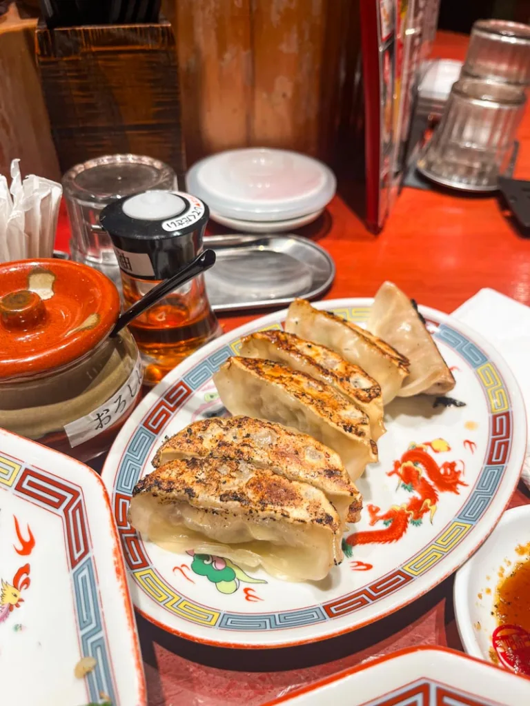 plate of gyoza at Ramen Zundo-Ya in Osaka