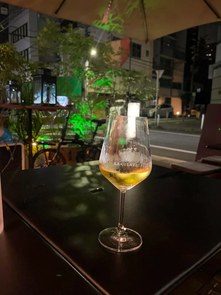 Wine glass at Vinoteca Osaka