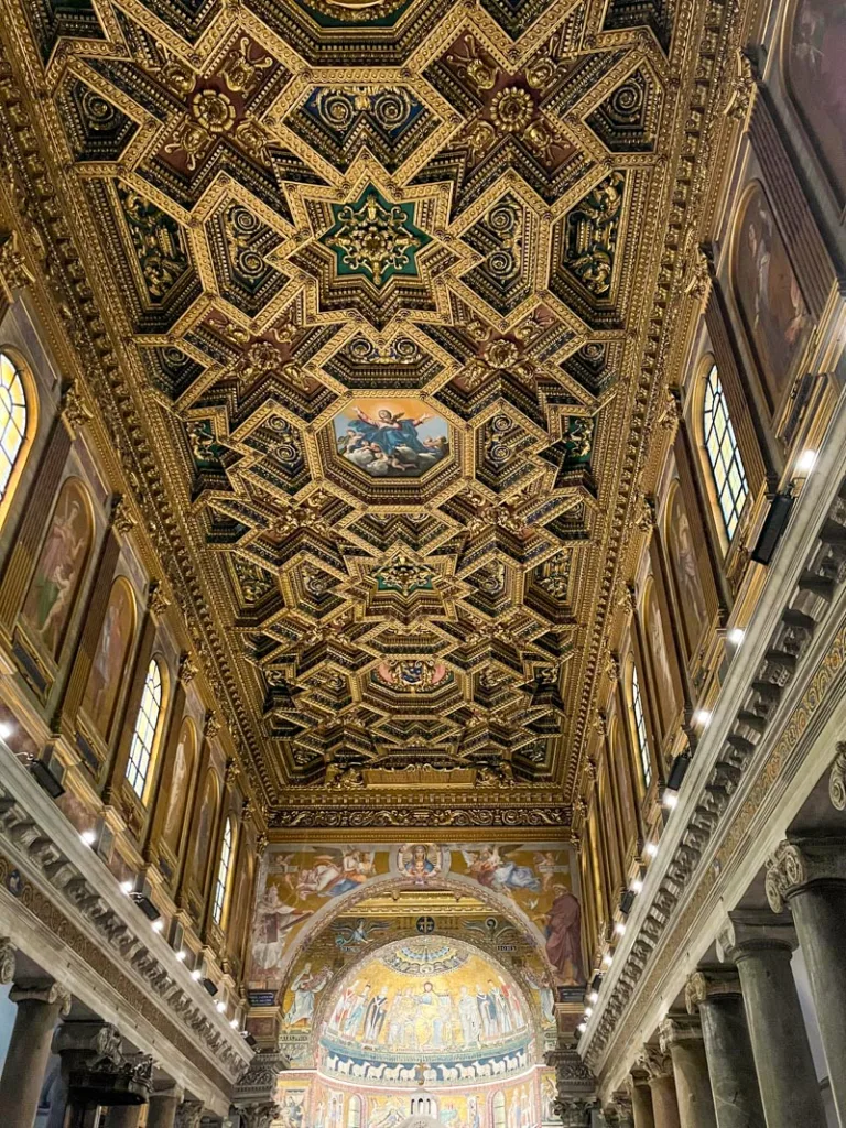 Ornate ceiling of Basilica di Santa Maria in Trastevere