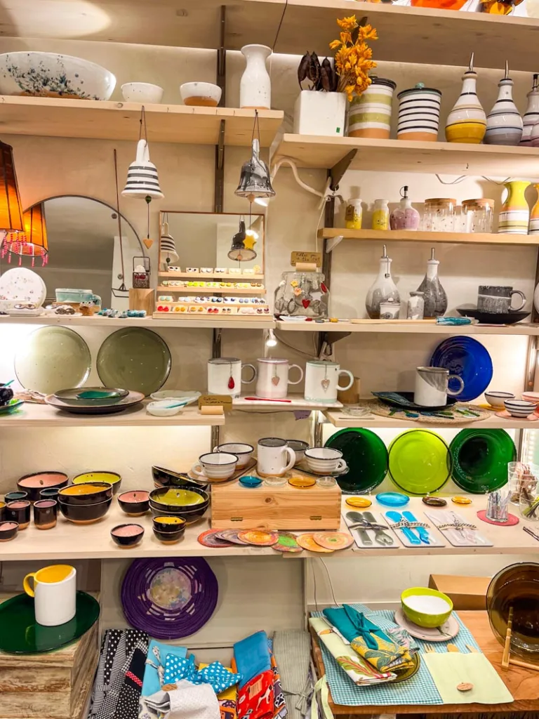 Colorful ceramics at a small independent shop in Trastevere
