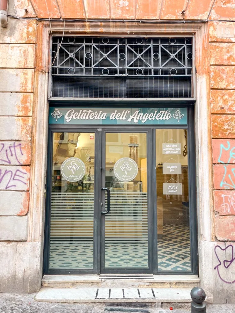 Facade of Gelateria dell'Angelleto in Monti, Rome