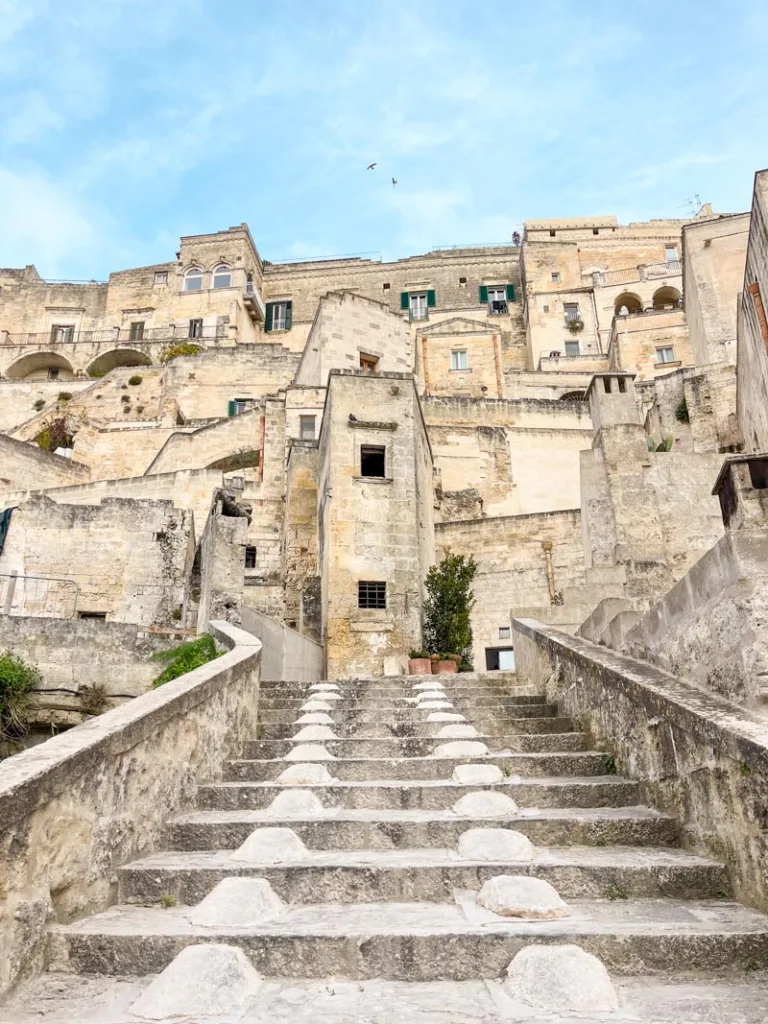 Cream colored houses in Matera, Italy