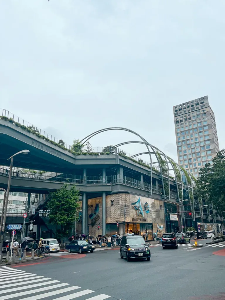 View of the modern Miyashita Park Shopping Center in Shibuya, Tokyo