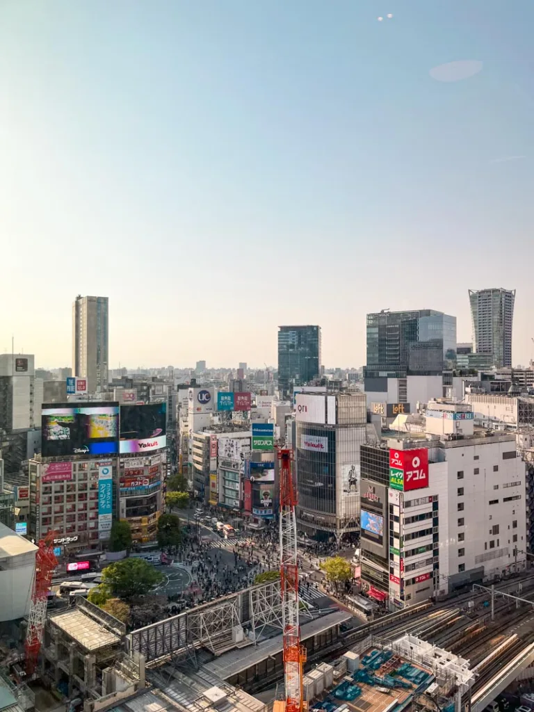 Bird's eye view of Shibuya Crossing in Tokyo