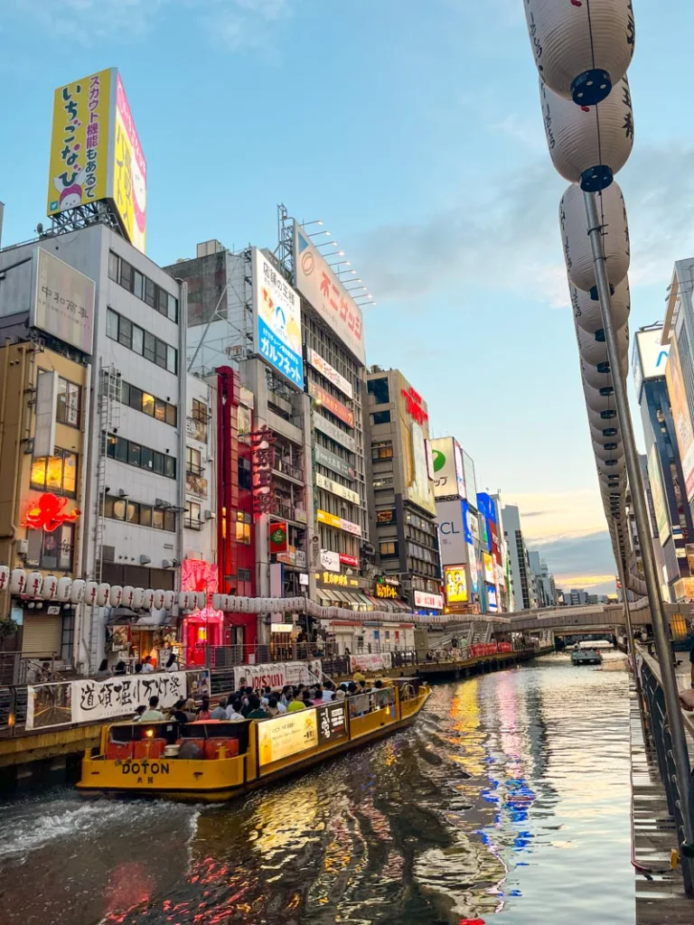 Vibrant buildings at the canal in Dotonbori Osaka