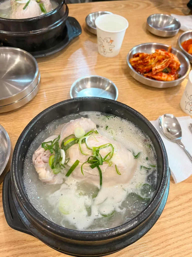 a bowl of chicken soup from baeknyeon tojong samgyetang in soeul