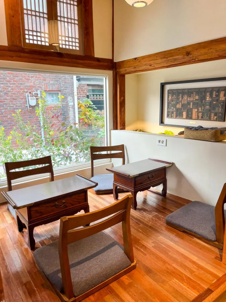 korean-style seating area at cafe soodal in seoul