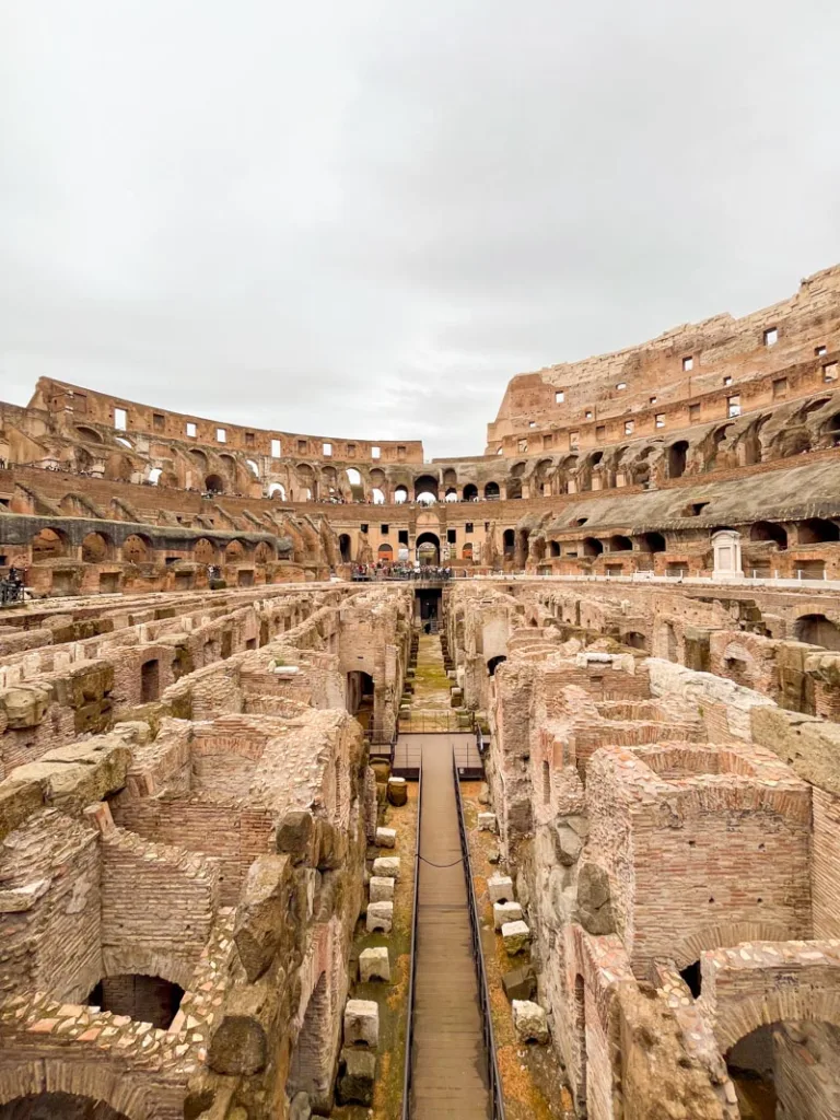Overview of the different floor levels inside the Colosseum in Rome