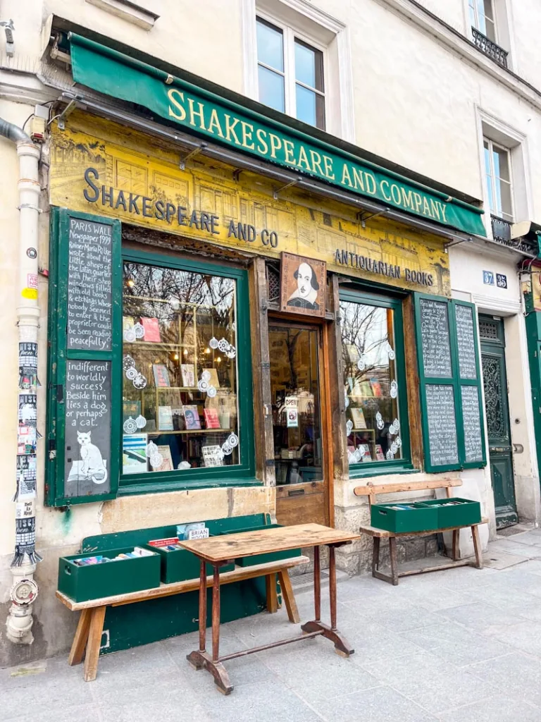 store front of shakespeare and company bookshop in paris