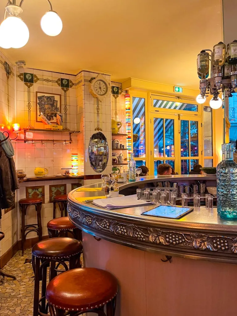 warm and eclectic interior at Chez Janou bistro