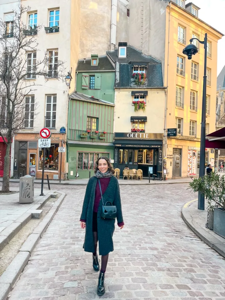 woman walking in the latin quarter in paris