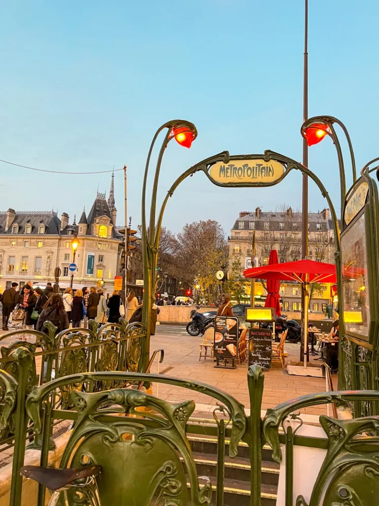 old-school metro sign entrance in the latin quarter in paris