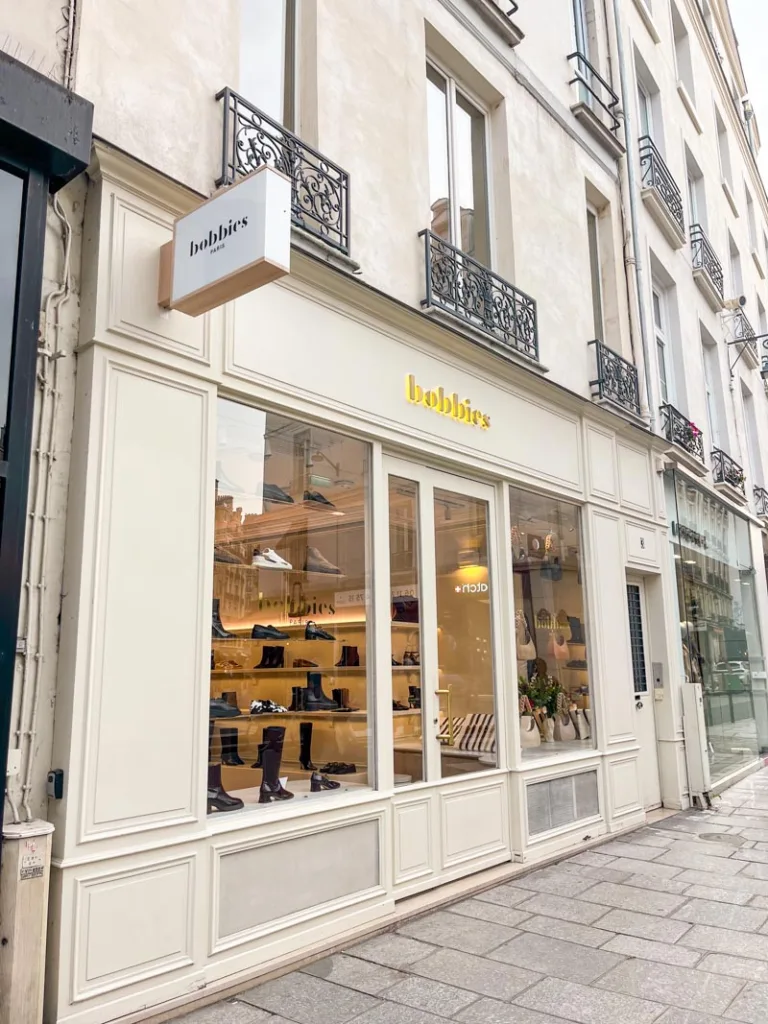 facade of a bobbies shoe shop in paris