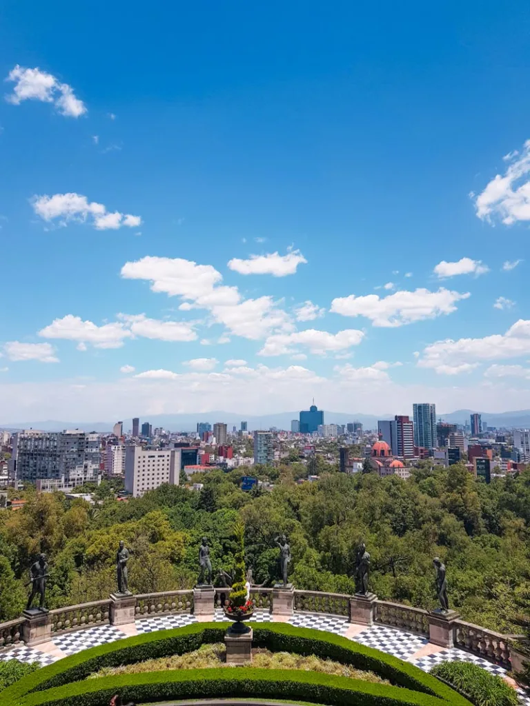 panoramic view of bosque chapultepec and mexico city from the top of the chapultepec castle in mexico city