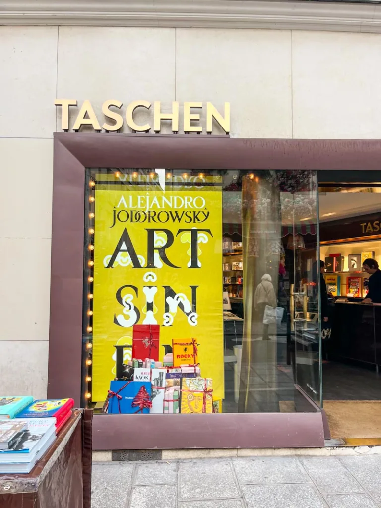 outdoor of taschen coffee table bookshop in saint germain des pres, paris