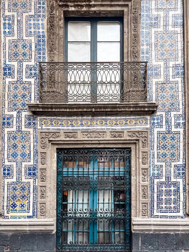 facade of the tile house in the mexico city historic center