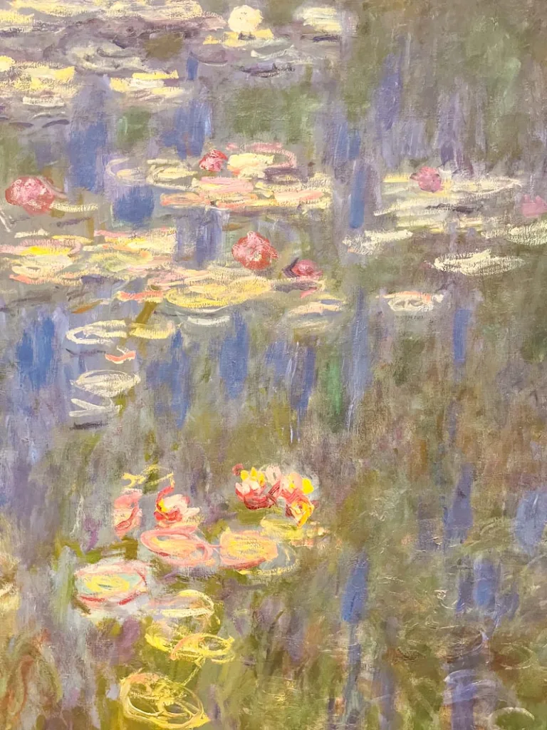 up close look at monet's water lilies painting at musee de l'orangerie in paris