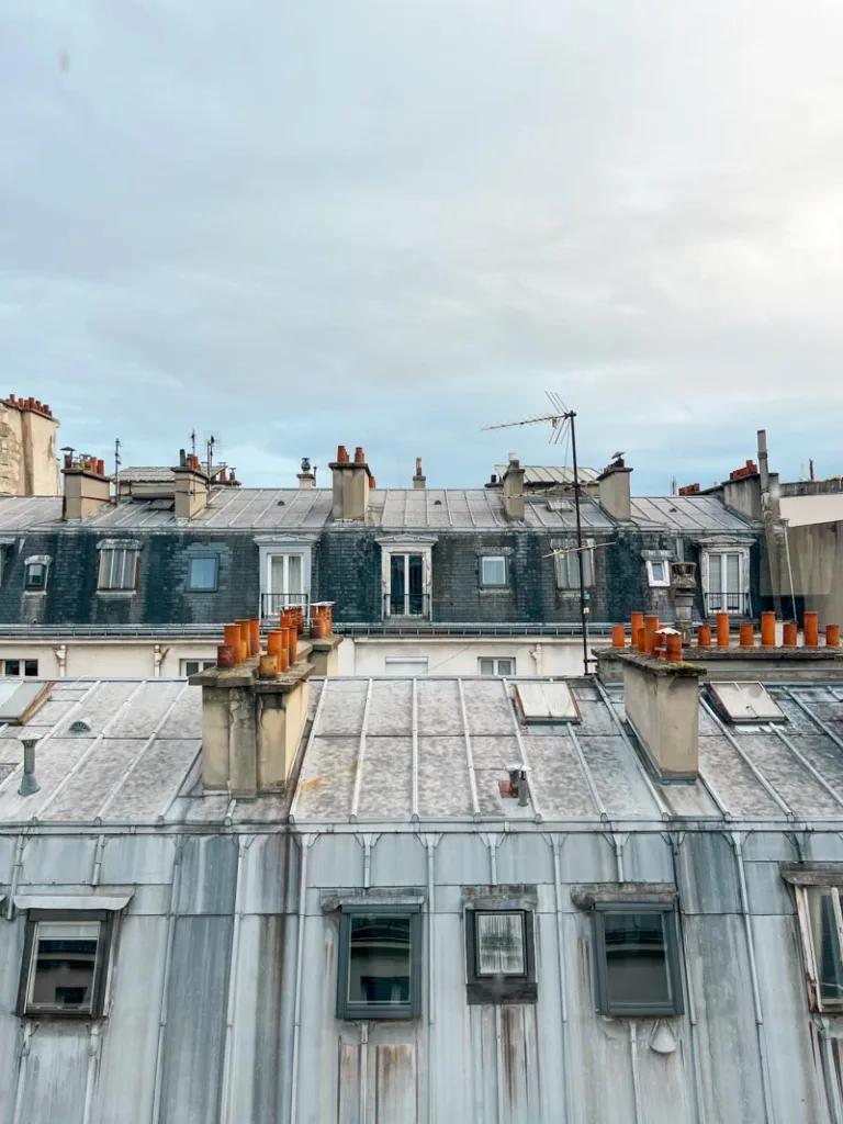 view over the parisian rooftops from an apartment in ternes