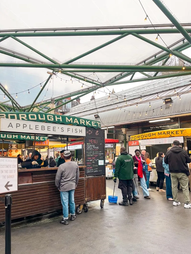 food stand at borough market in london