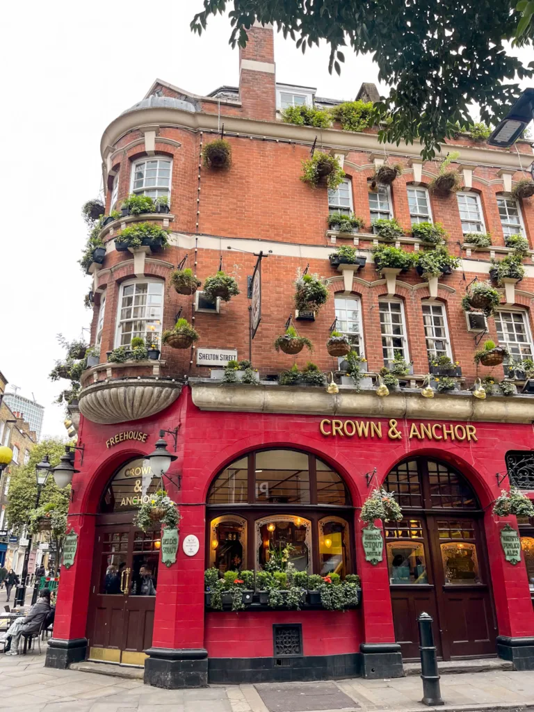 red tile facade of a pub in covent garden london