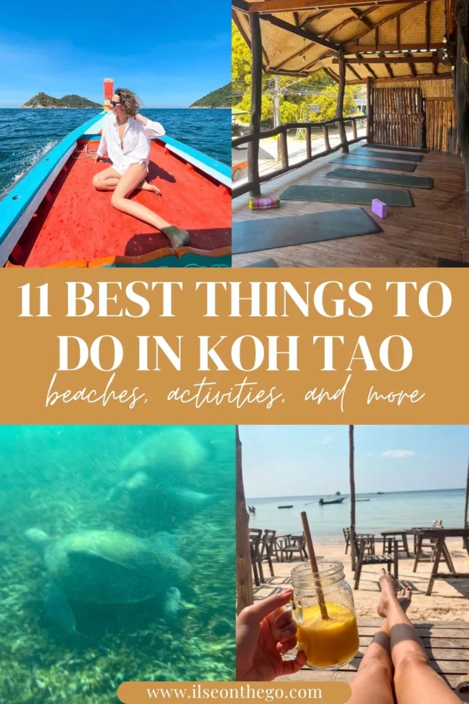 pinterest pin with photo collage of best things to do in koh tao, thailand