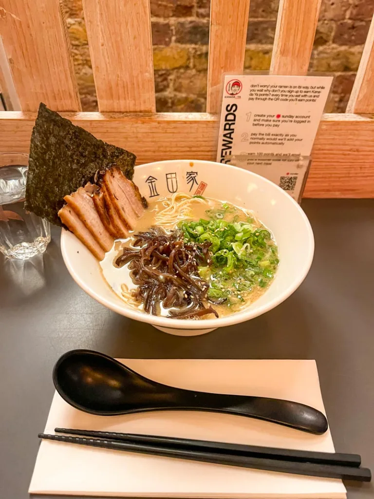 bowl of tonkotsu ramen in kanada-ya in london