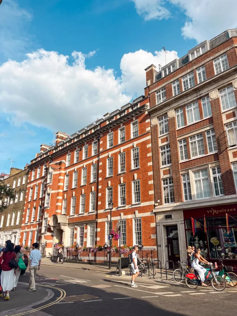 red brick buildings lining the streets in marylebone, london