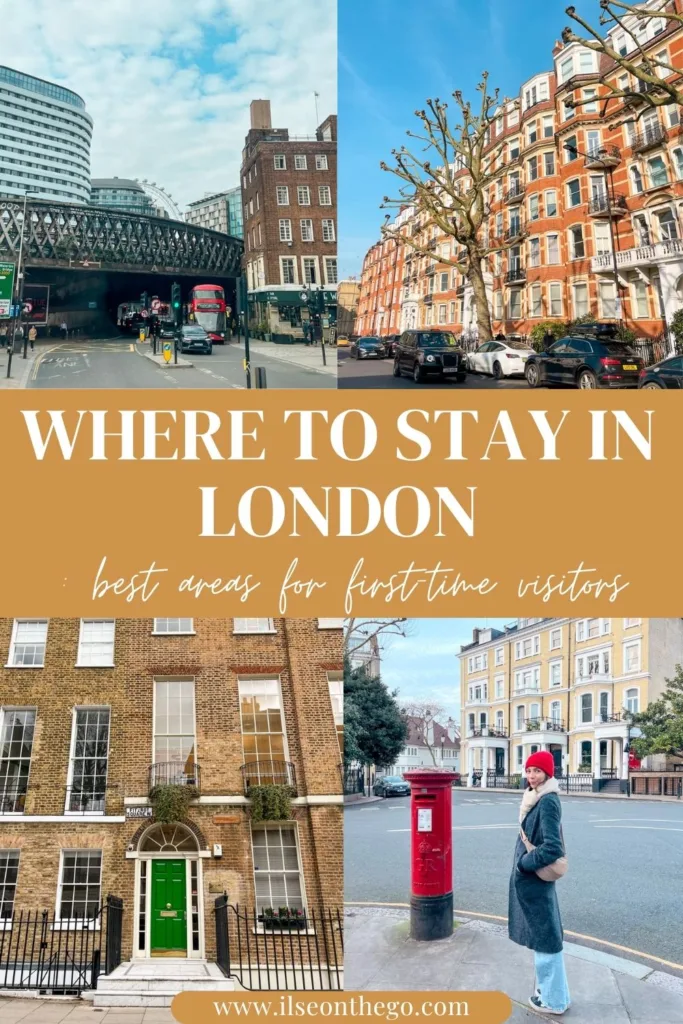 pinterest pin with a picture collage of where to stay in london
